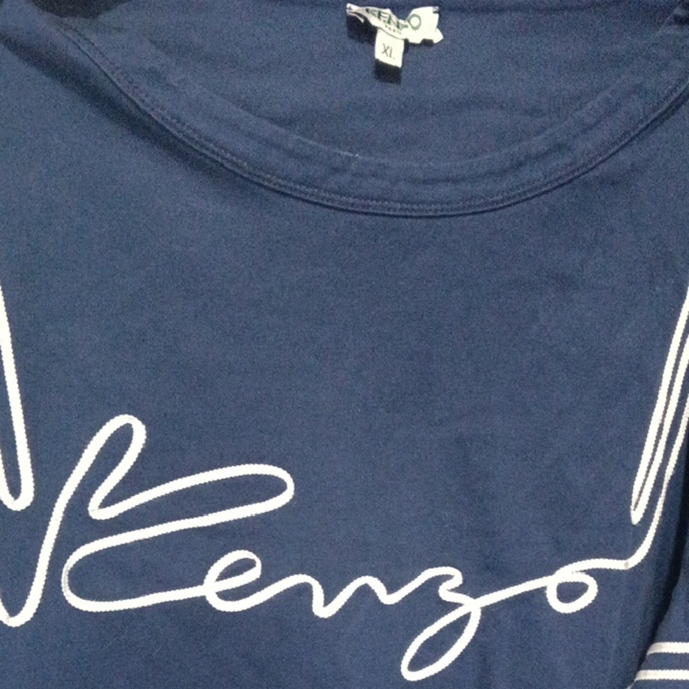Kenzo Navy Tee with White Script Logo